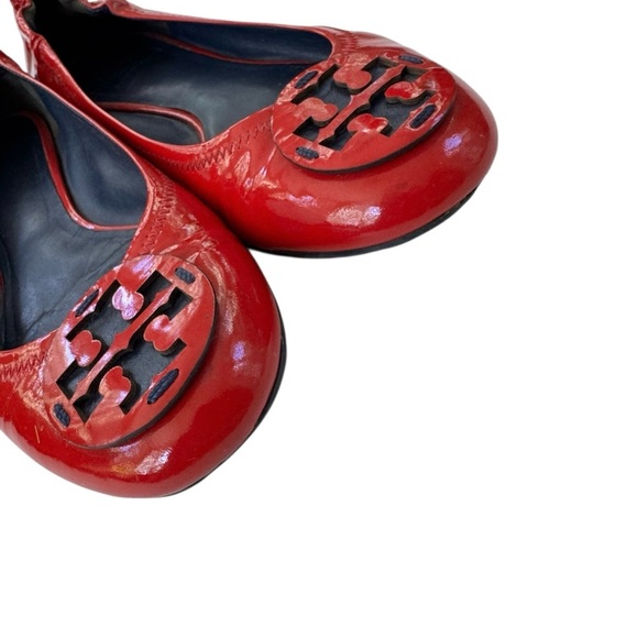 Tory Burch Reva Patent Leather Ballet Flat Shoe Red Size 7.5 - Picture 3 of 9